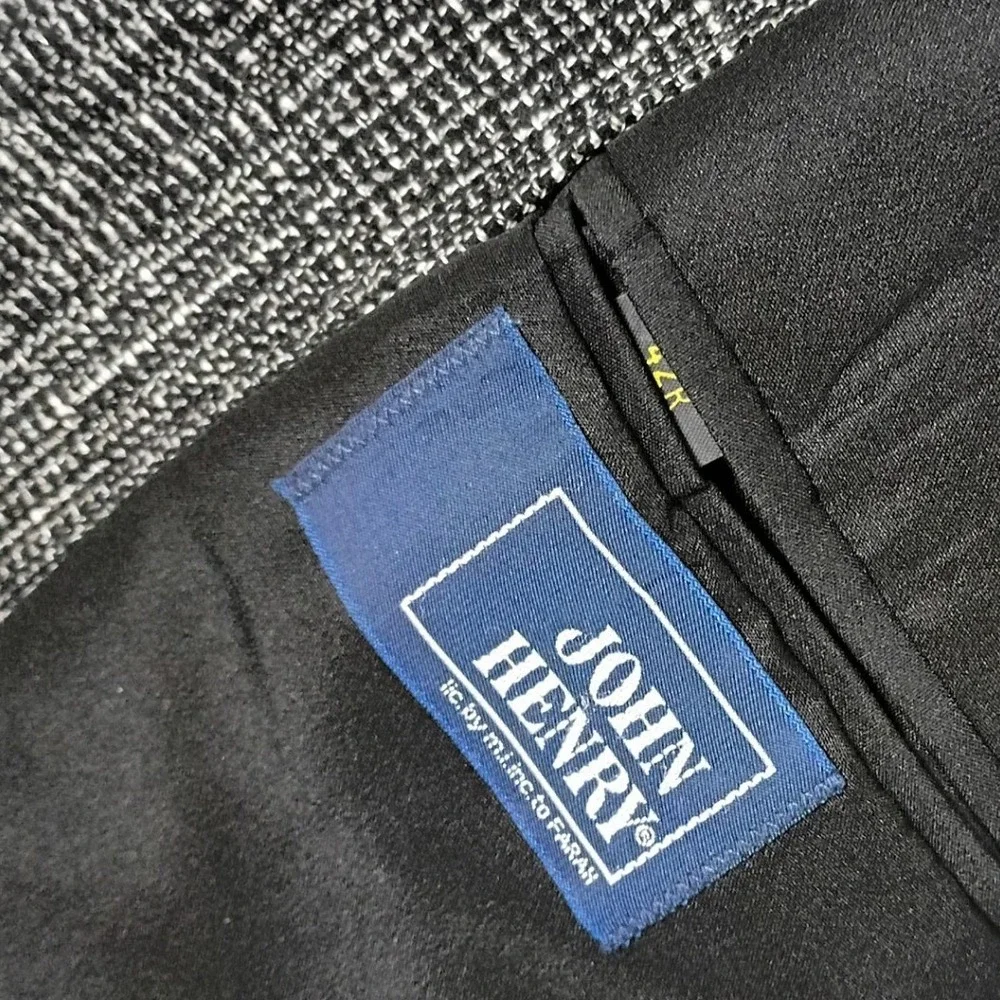 Vintage John Henry Double Breasted Tweed Blazer Mens 42R Black White Wool Casual